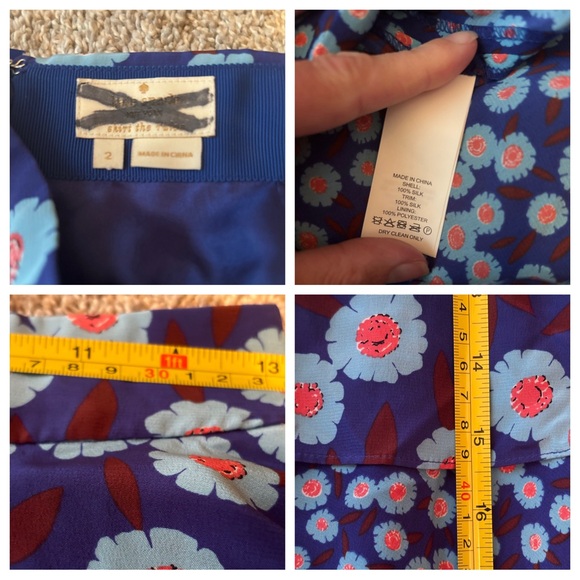 Kate Spade Blue Floral Tangier Layered Silk Flowy
Back Zip Mini Skirt-Small - Picture 9 of 9